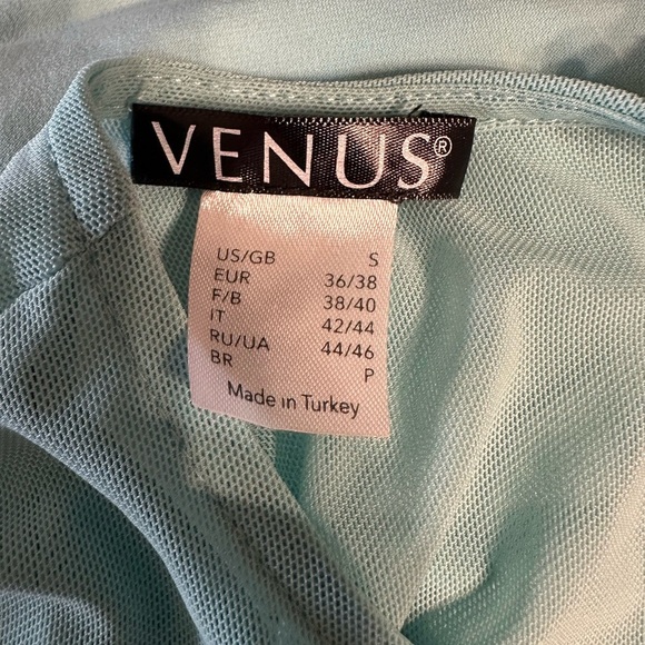 Venus Mint Green Sheer Top Sleeveless Mini Dress Ruched Waist Dress Sz Small - Picture 8 of 15